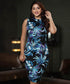 Sleeveless High Neck Printed Bodycon Dress